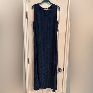 Merona Sleeveless Floral Embroidered Maxi Dress Vintage Navy Women’s XL Summer